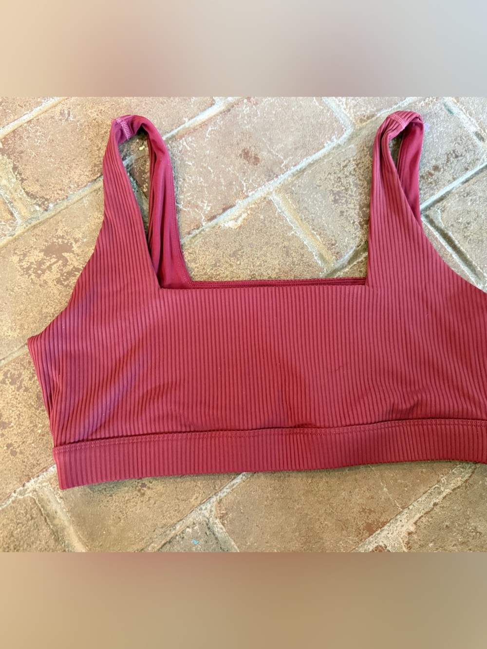 Soulcycle Burgundy Ribbed square neck bra